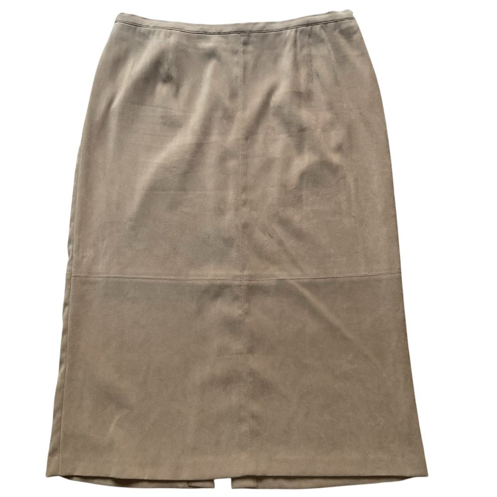 Vintage Norton McNaughton Women’s Beige Midi Skirt Size 16W Stretch Office